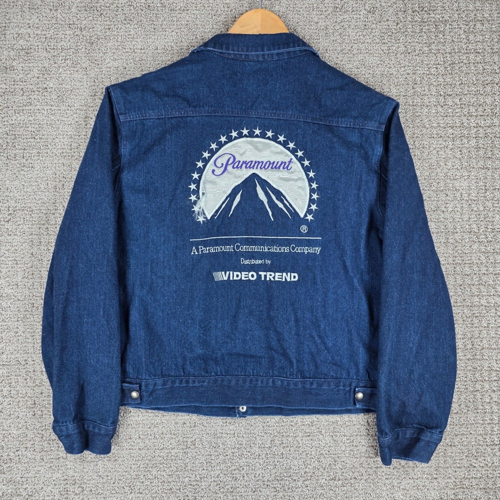 Vintage Paramount Video Trend Denim Jacket Mens XL Blue Made in USA Promo
